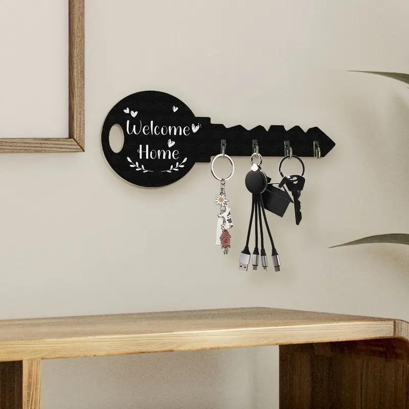 1pcs Vintage Wooden Key Shaped Key Hook Wall Decorative Hook Housewarming Gift Rustic Style Home Decor