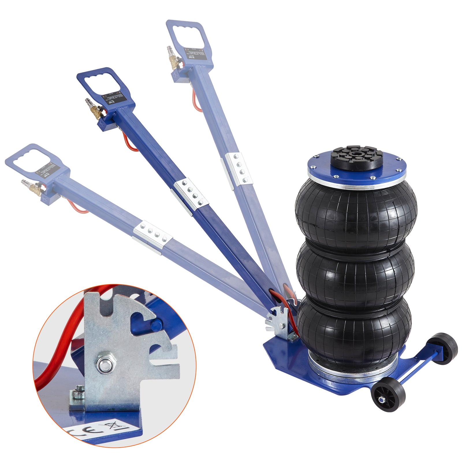 VEVOR Air Jack, 3 Ton 6600 Lbs Triple Bag Air Jack, Airbag Jack With Six Steel Pipes, Lift Up, 3-5 S Fast Lifting Pneumatic Jack, With Adjustable Long Handles For Cars, Garages, Repair Blue