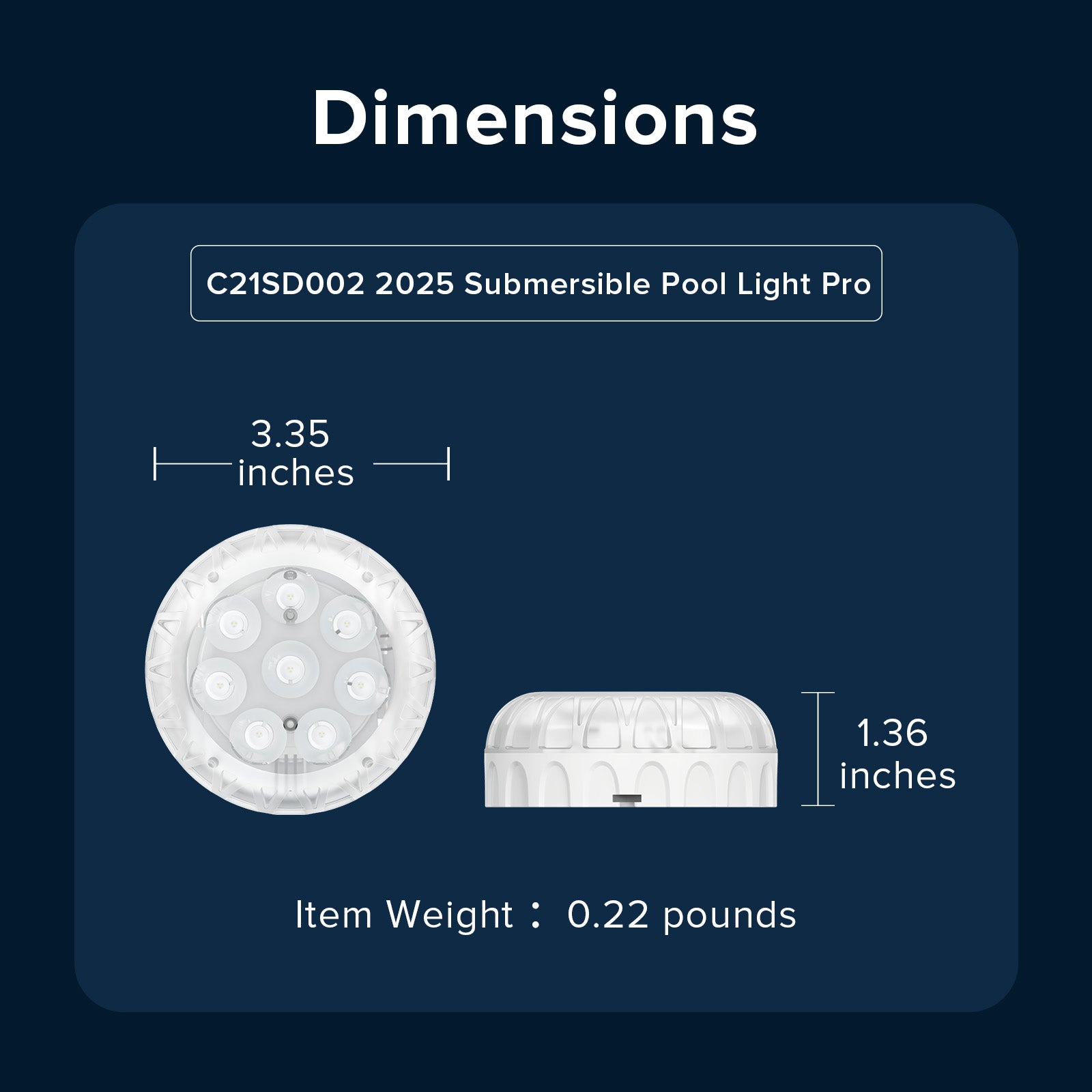 Waterproof RGB Pool Light, Summer Rechargeable 20Hrs Outdoor LED Lamp For Swimming Pool,Pond,Shower,Bath