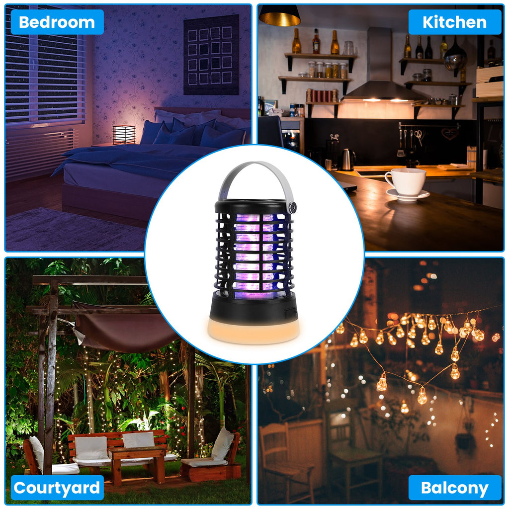 Bug Zapper Light Rechargeable Mosquito Zapper For Indoor Outdoor Waterproof Mosquito Killer Lamp With 3 Lighting Modes For Patio Yard Home