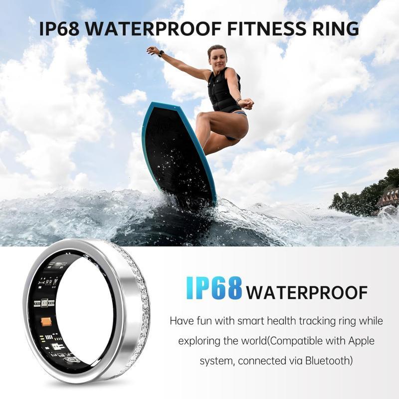 Smart Ring For Women Luxury Elegant Diamond Ring With Visible Tech Core Heart Rate Sleep Tracker Fitness Health Monitor IP68 Waterproof Compatible