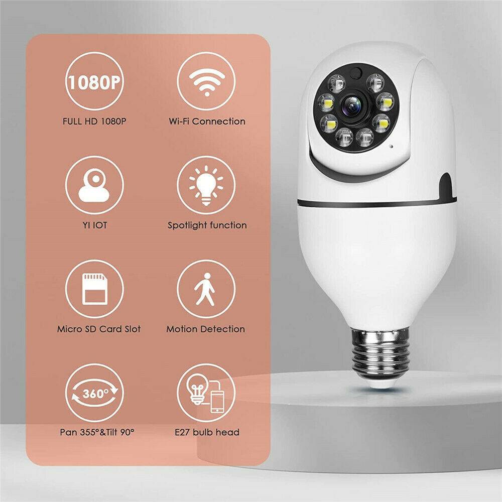 1080P WiFi Light Bulb Security Camera – Indoor Smart Home Monitoring