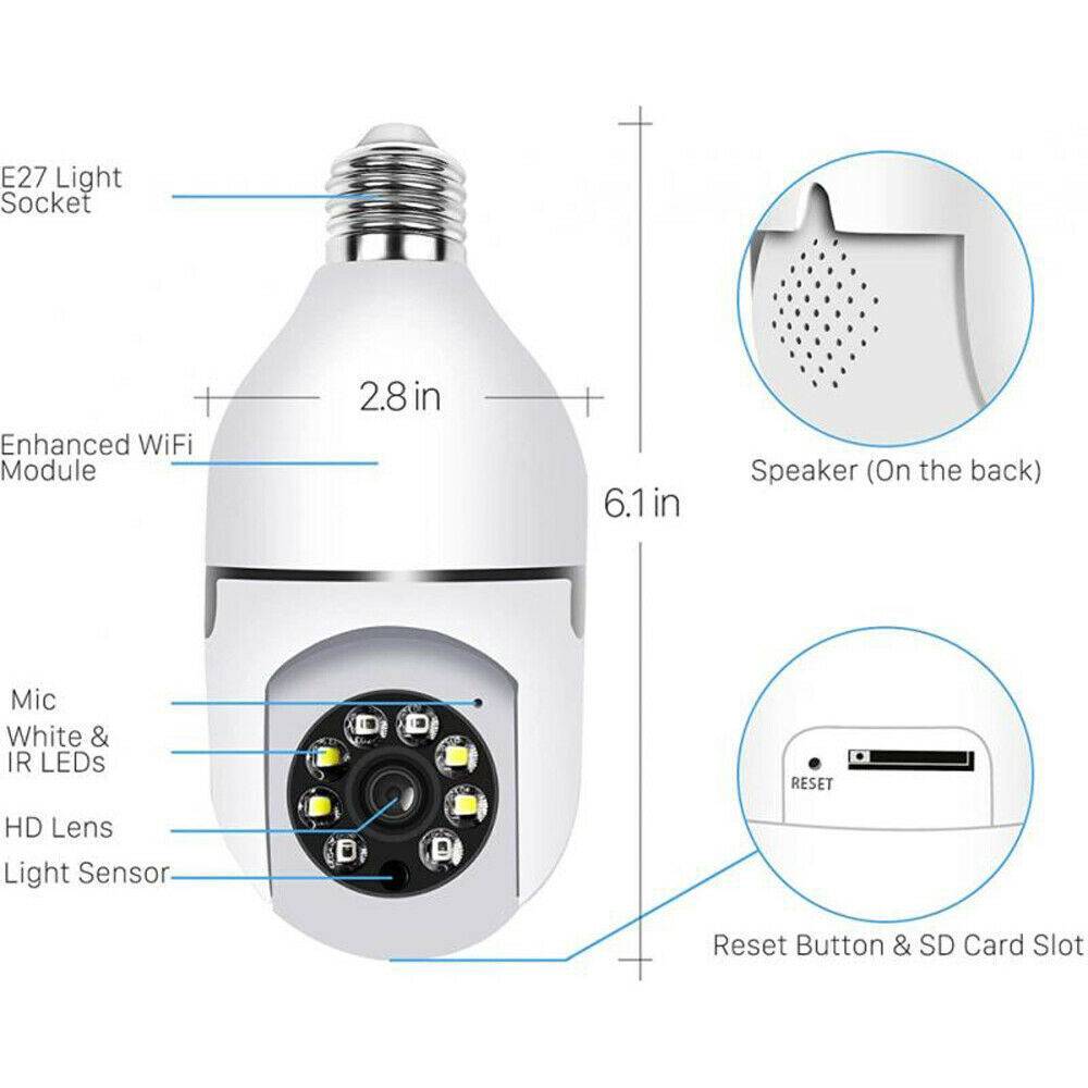 1080P WiFi Light Bulb Security Camera – Indoor Smart Home Monitoring