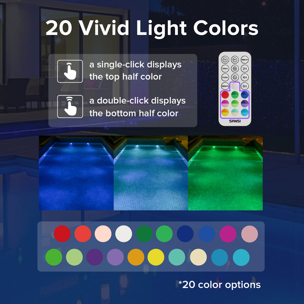 Waterproof RGB Pool Light, Summer Rechargeable 20Hrs Outdoor LED Lamp For Swimming Pool,Pond,Shower,Bath