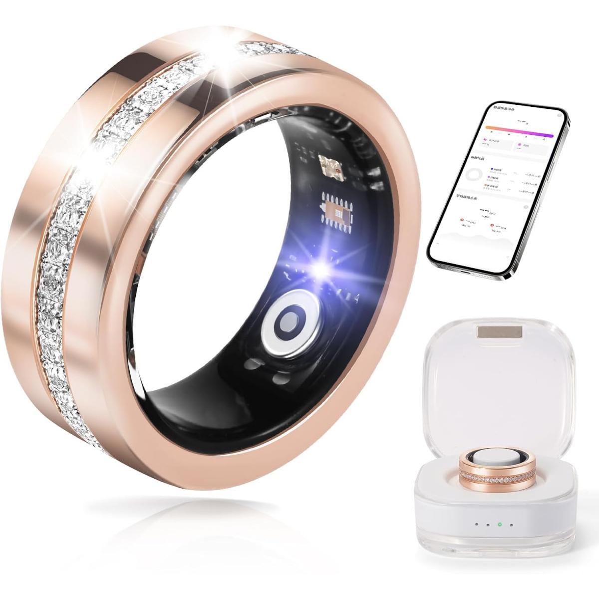 Smart Ring For Women, Health & Fitness Tracker With Heart Rate, Blood Oxygen, Sleep Monitoring, Elegant Rose