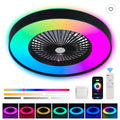 23 Inch Black Ceiling Fan Light With LED RGB   Dimmable & Color Changing, APP & Remote Control