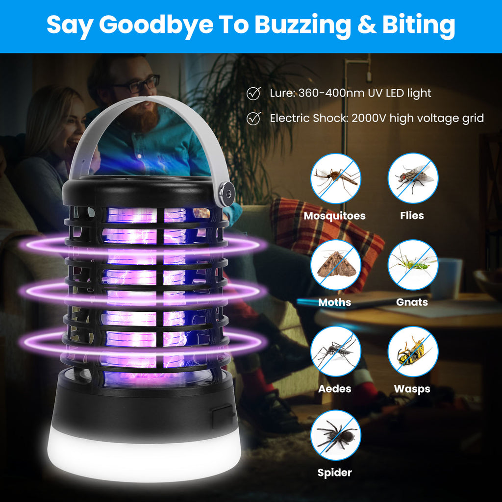 Bug Zapper Light Rechargeable Mosquito Zapper For Indoor Outdoor Waterproof Mosquito Killer Lamp With 3 Lighting Modes For Patio Yard Home