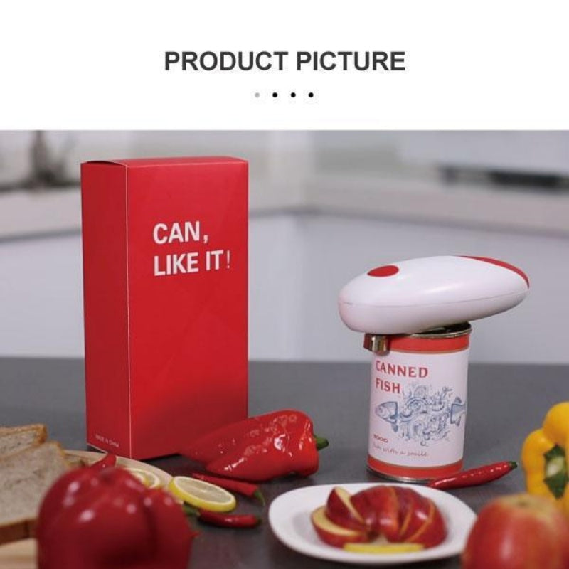 Automatic Electric Can Opener – One‑Button Touch, Opens Any Can Size, Food‑Grade White Kitchen Gadget