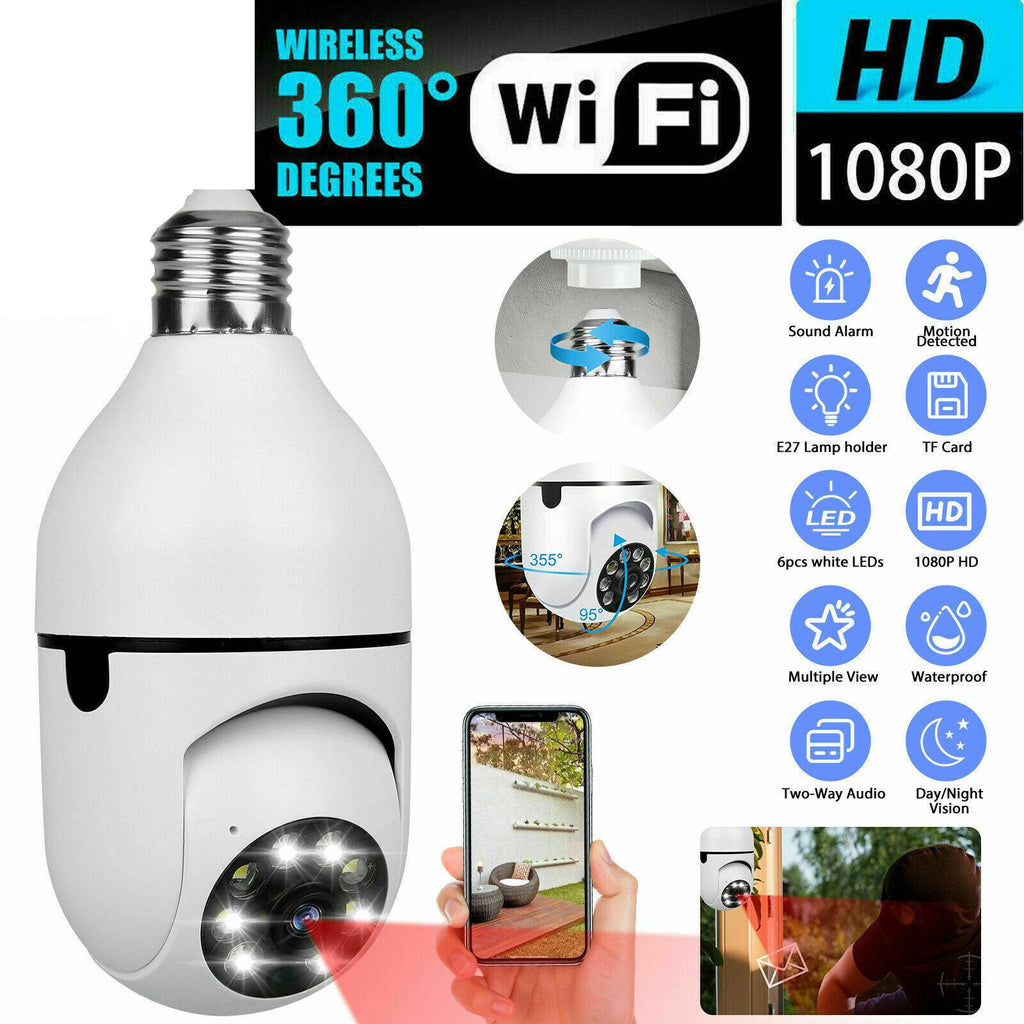 1080P WiFi Light Bulb Security Camera – Indoor Smart Home Monitoring