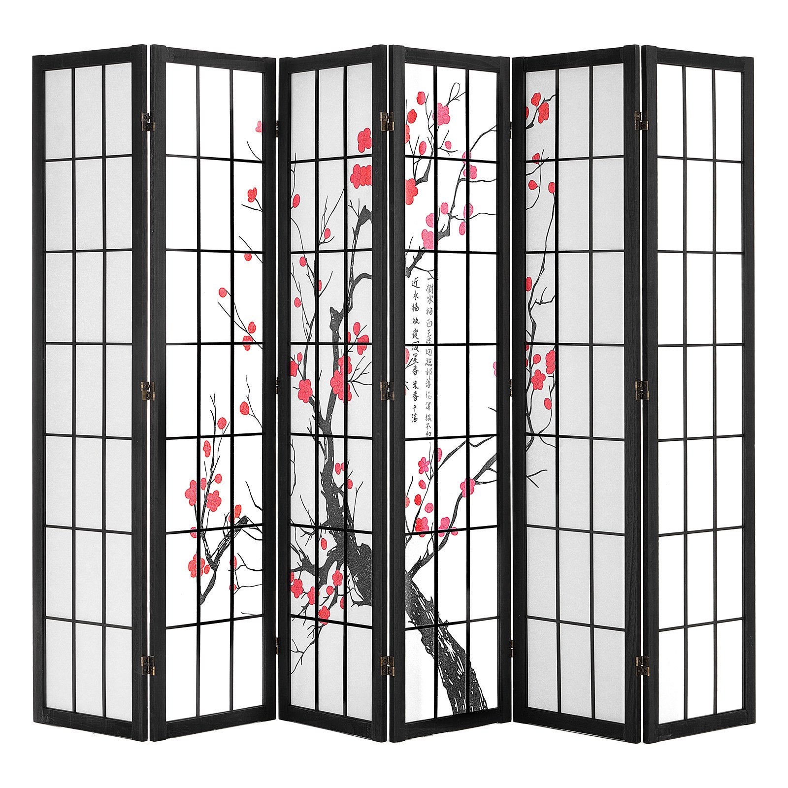 Room Divider, 6 Panel Japanese Room Divider Screen, Wood Folding Privacy Screen Indoor, Japanese Partition Portable Decoration Dividers, For Room Separation Home Office Restaurant & Bedroom