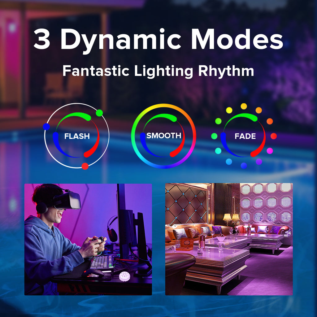 Waterproof RGB Pool Light, Summer Rechargeable 20Hrs Outdoor LED Lamp For Swimming Pool,Pond,Shower,Bath