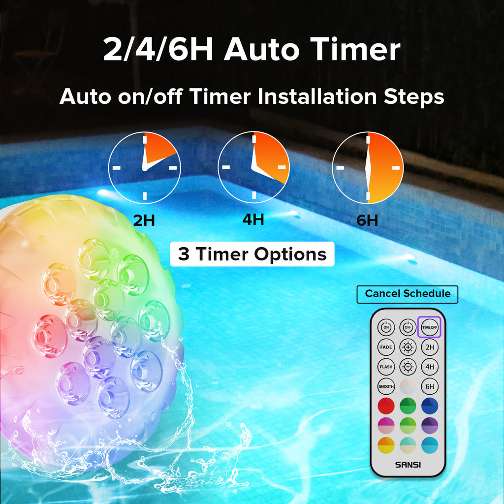 Waterproof RGB Pool Light, Summer Rechargeable 20Hrs Outdoor LED Lamp For Swimming Pool,Pond,Shower,Bath