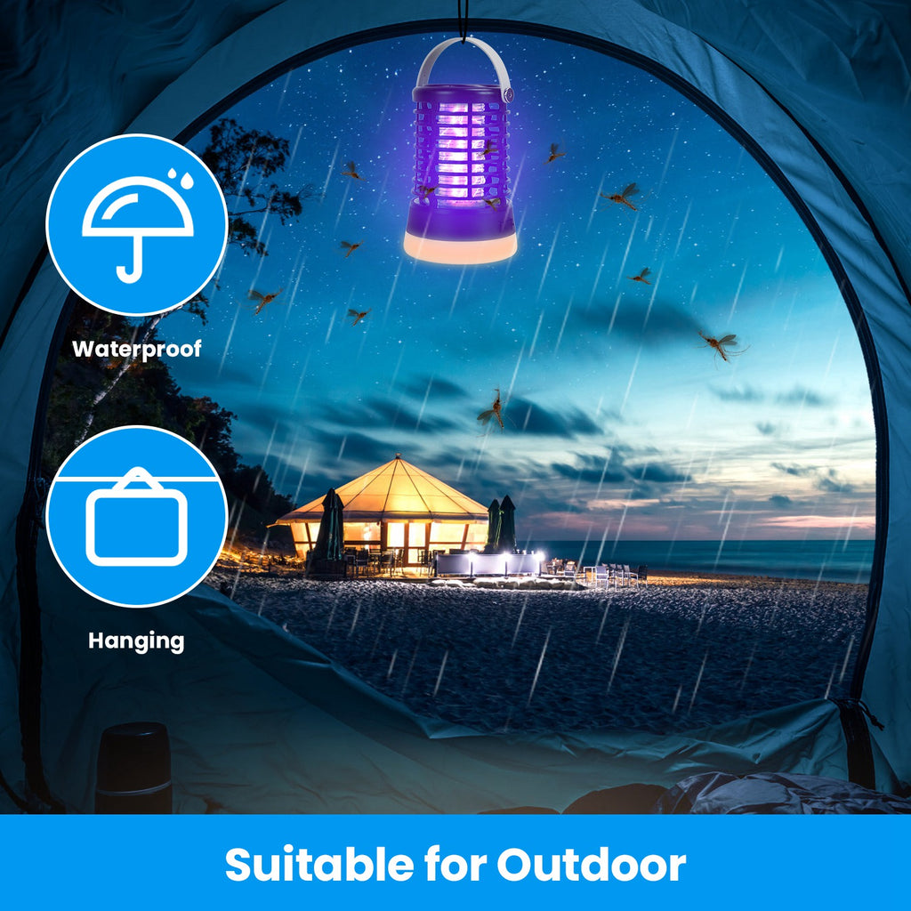 Bug Zapper Light Rechargeable Mosquito Zapper For Indoor Outdoor Waterproof Mosquito Killer Lamp With 3 Lighting Modes For Patio Yard Home
