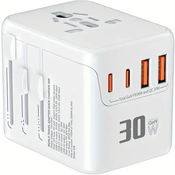 Universal Travel Adapter Supports Laptops/Hair Dryers