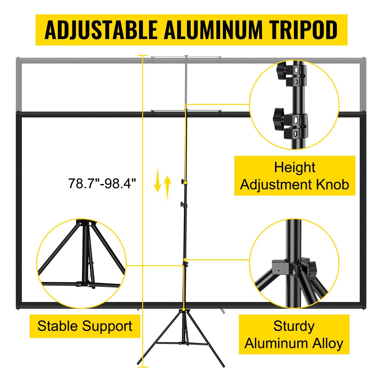 Tripod Projector Screen With Stand 100inch 16:9 4K HD Projection Screen Stand