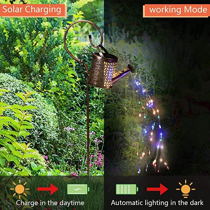 Solar Lights Outdoor Decorative, Metal Solar Watering Can Outdoor Lights IP65 Waterproof