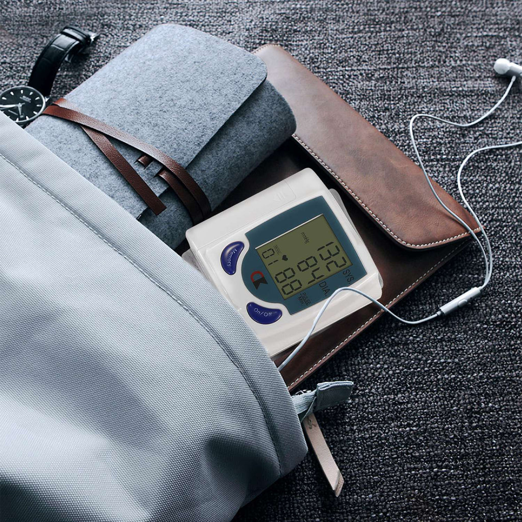 Blood Pressure Monitor Wrist Digital High Blood Pressure Cuff Heartbeat Tester With 60 Reading Memory 1.8 Inches LCD Screen Storage Box
