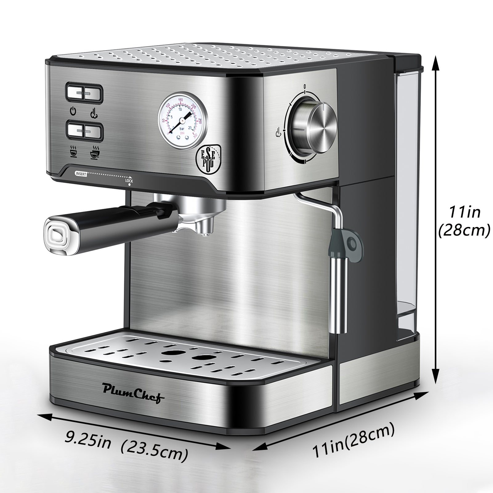 Professional Espresso Machine With Milk Frother, Single Double Shot, ESE Pod Compatible