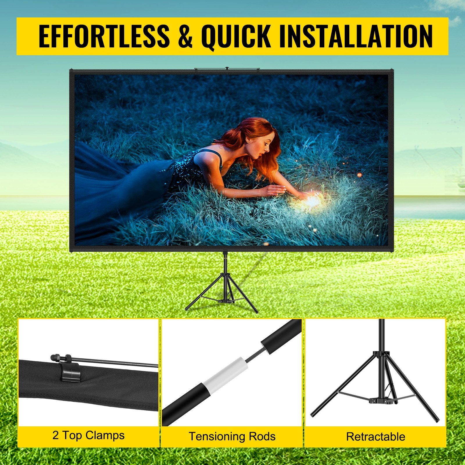 Tripod Projector Screen With Stand 100inch 16:9 4K HD Projection Screen Stand