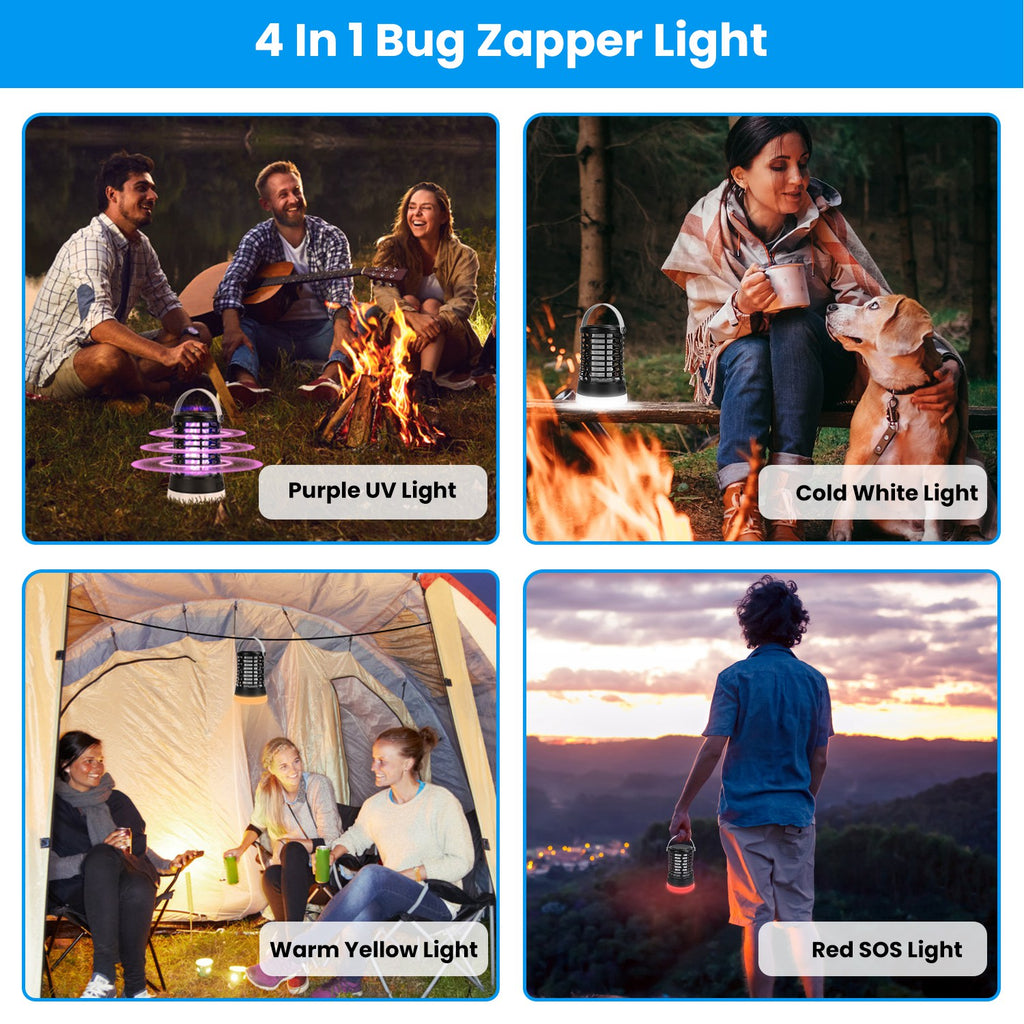 Bug Zapper Light Rechargeable Mosquito Zapper For Indoor Outdoor Waterproof Mosquito Killer Lamp With 3 Lighting Modes For Patio Yard Home