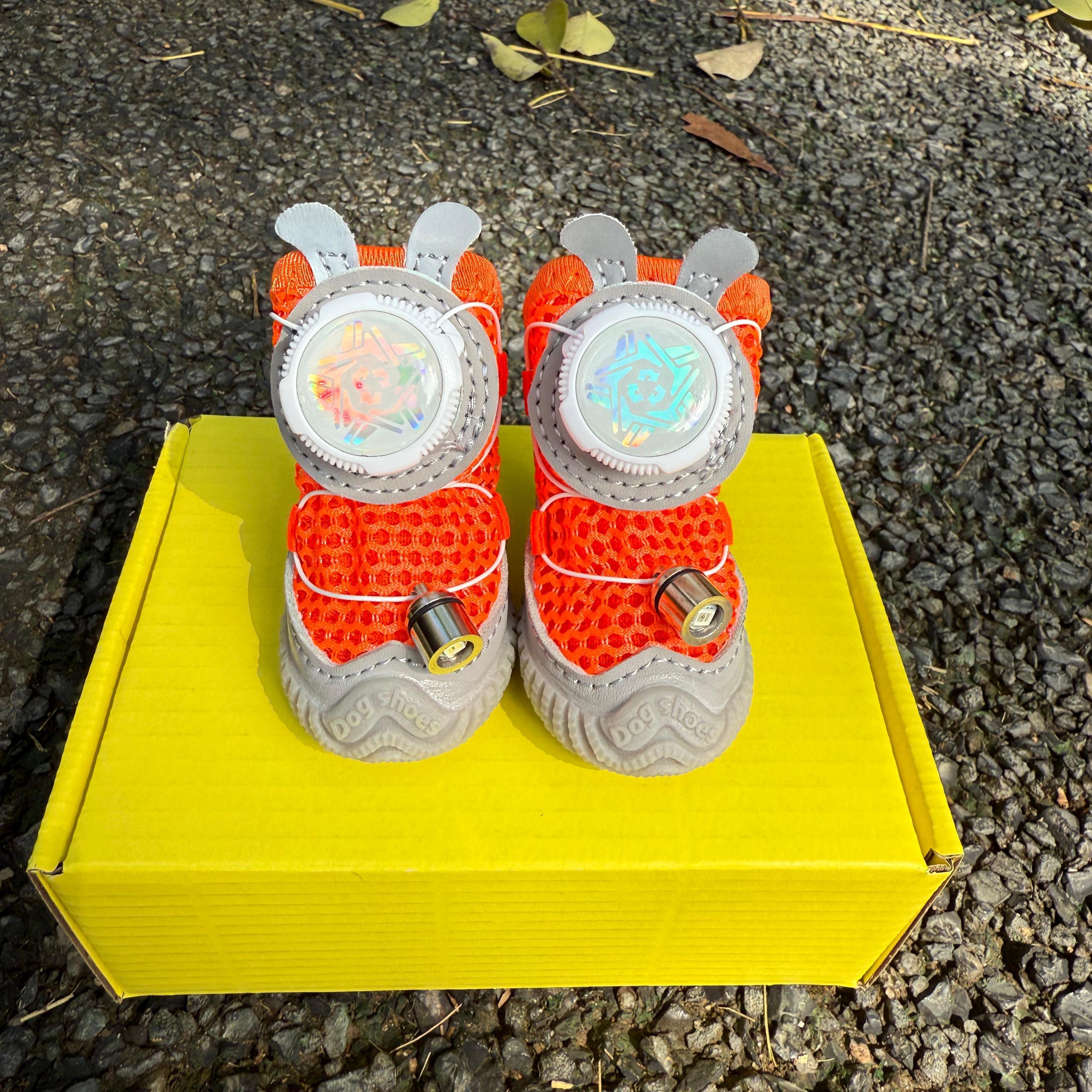 LED Light-Up Dog Shoes (4-Pack) – Anti-Slip Night Safety Boots for Small & Medium Dogs