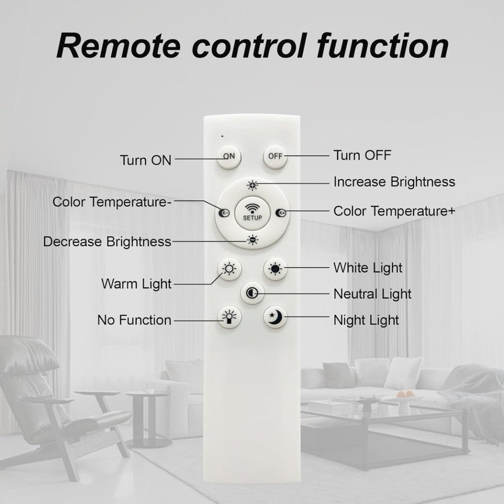 Modern LED Ceiling Light, Flush Mount Ceiling Light With Dimmable Remote Control, 6Rings Acrylic Ceiling Light Fixture For Bedroom, Living Room, Kitchen, Office Lamps 4 Heads