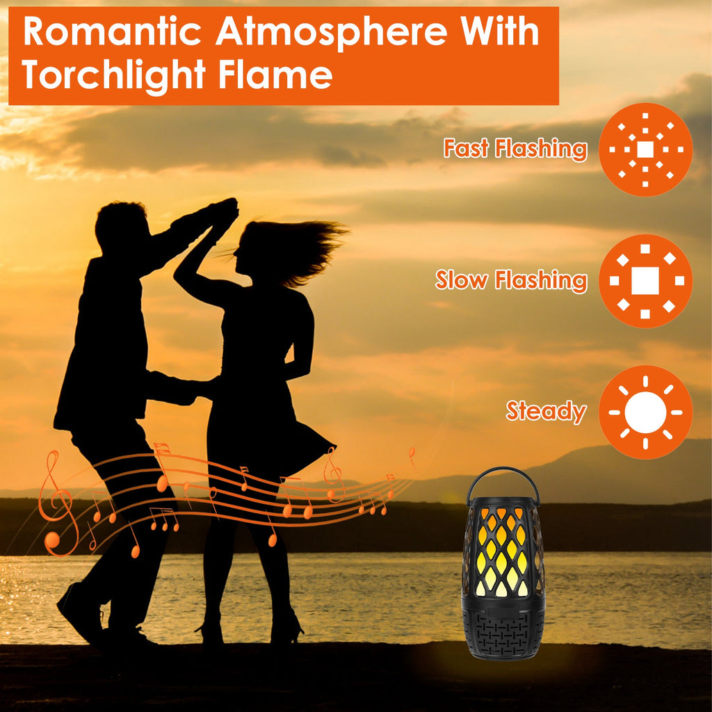 Wireless 5.3 Outdoor Speaker IPX5 Waterproof Patio Speaker LED Flame Speaker With 3 Flame Light Mode
