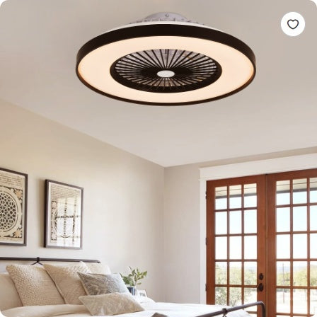 23 Inch Black Ceiling Fan Light With LED RGB   Dimmable & Color Changing, APP & Remote Control