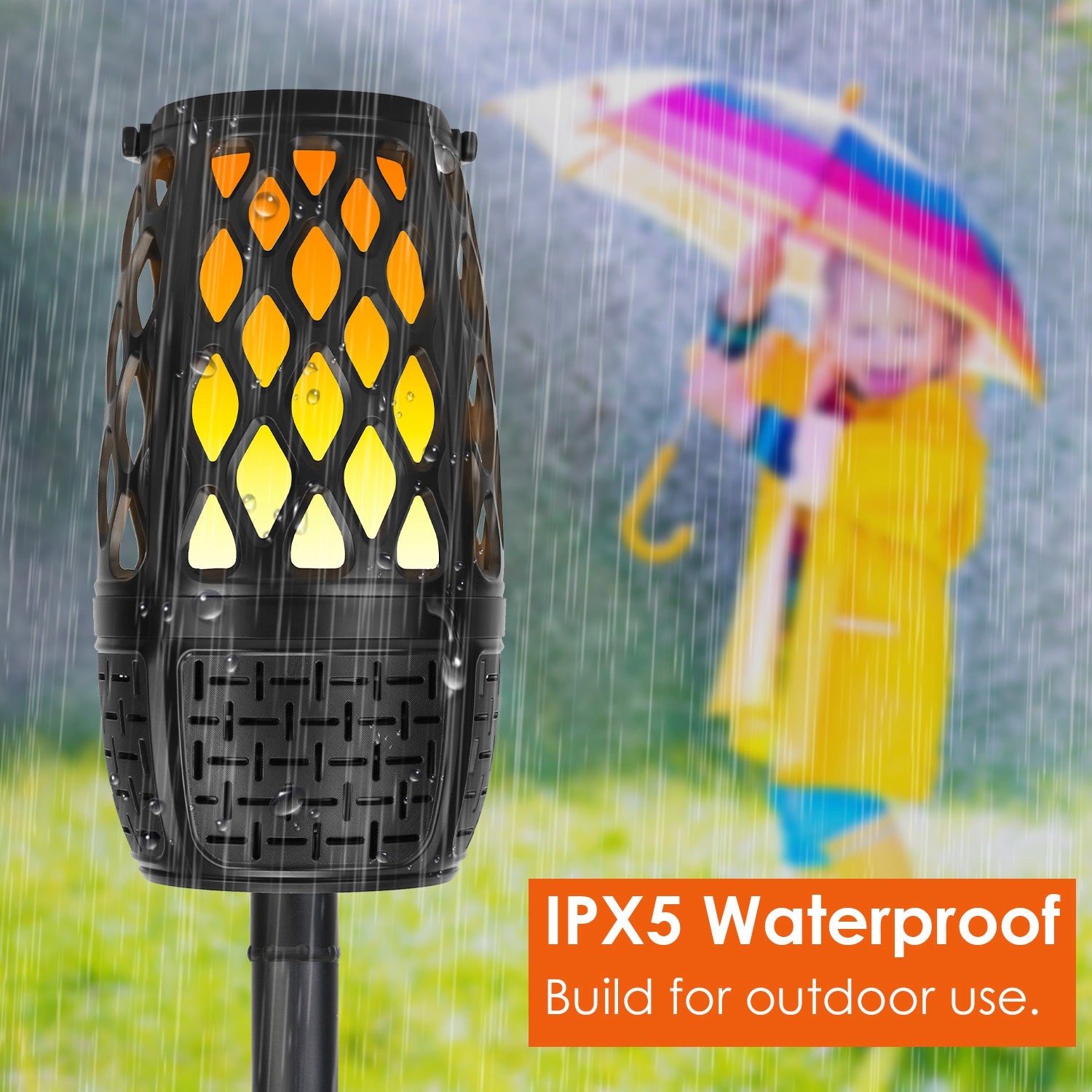 Wireless 5.3 Outdoor Speaker IPX5 Waterproof Patio Speaker LED Flame Speaker With 3 Flame Light Mode