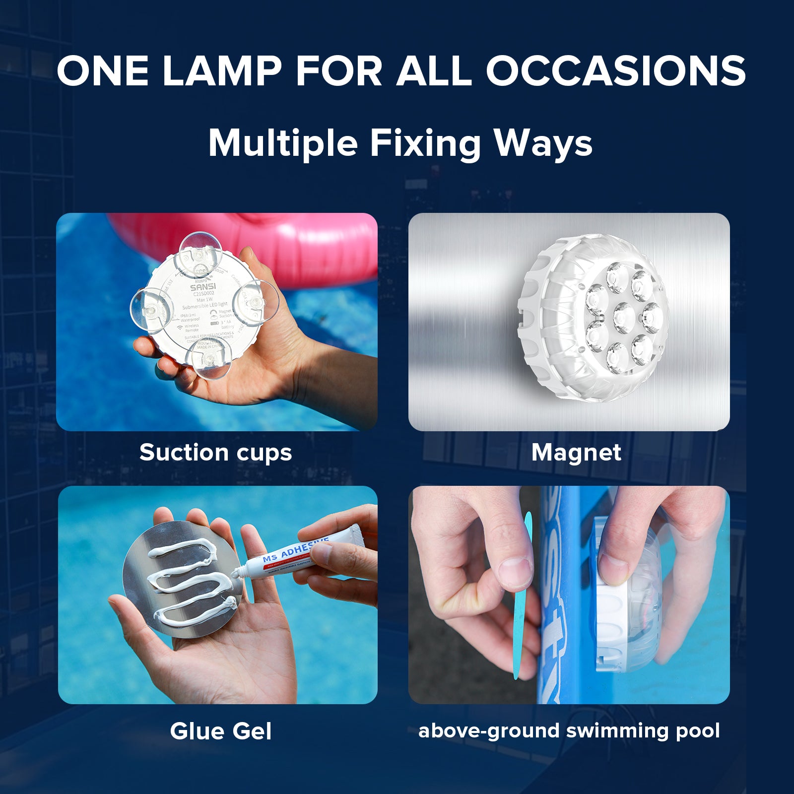 Waterproof RGB Pool Light, Summer Rechargeable 20Hrs Outdoor LED Lamp For Swimming Pool,Pond,Shower,Bath