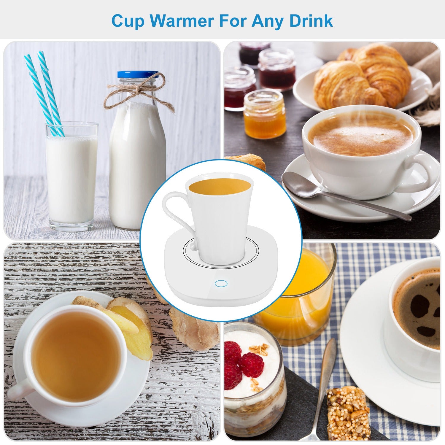 Coffee Mug Warmer Cup Warmer Auto Shut Off Coffee Tea Milk Electric Heater Pad Office Home Desk Electric Beverage Warmer Mat