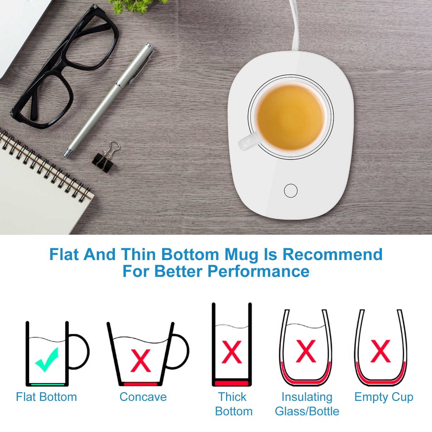 Coffee Mug Warmer Cup Warmer Auto Shut Off Coffee Tea Milk Electric Heater Pad Office Home Desk Electric Beverage Warmer Mat