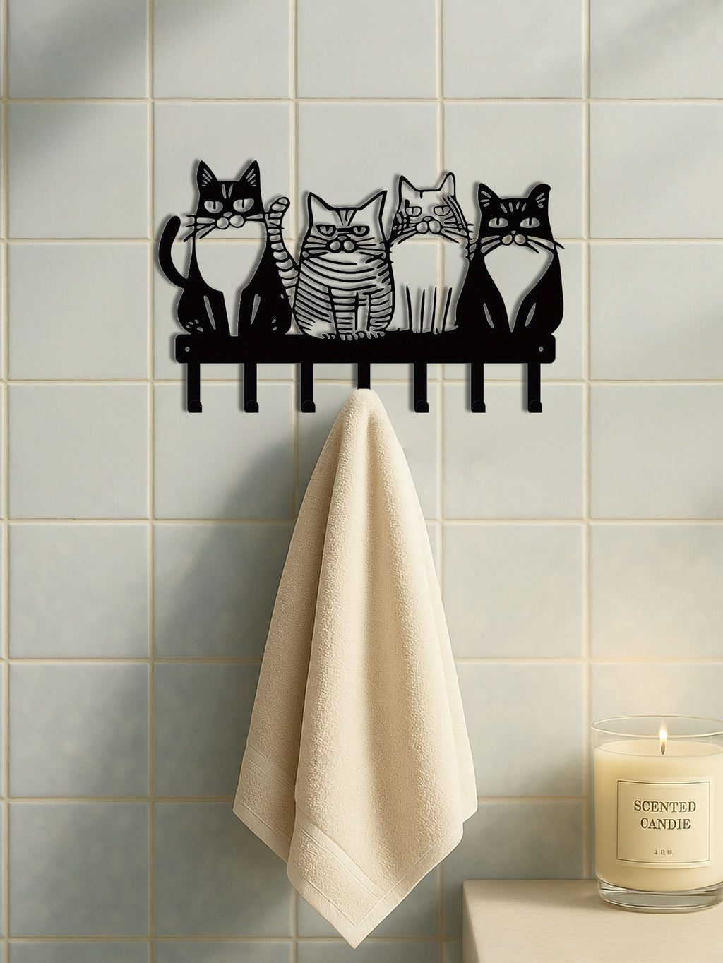1PC Cute Cat Wall Hook-Adorable Kitty Decor For Home, Strong Metal Wall Hooks