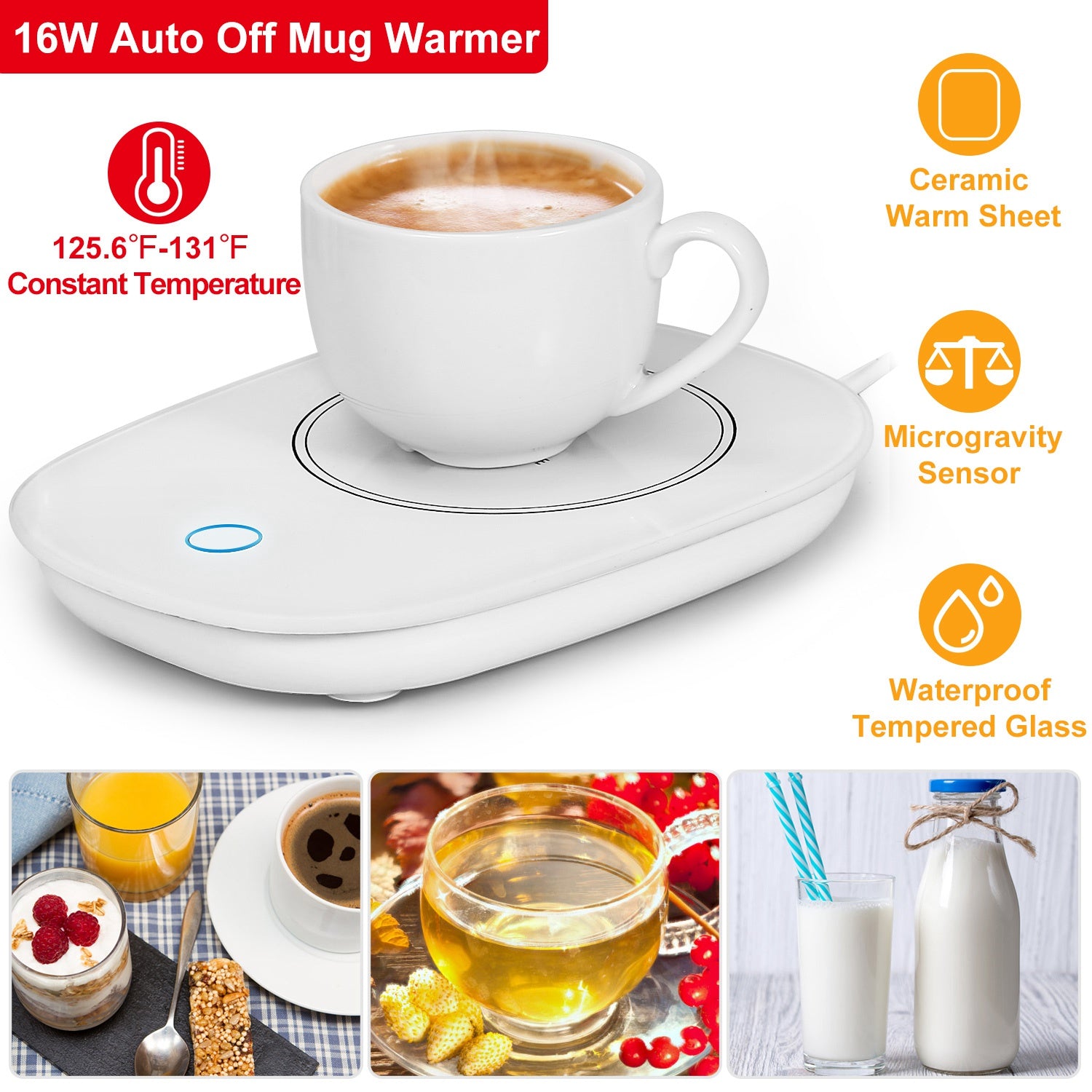 Coffee Mug Warmer Cup Warmer Auto Shut Off Coffee Tea Milk Electric Heater Pad Office Home Desk Electric Beverage Warmer Mat