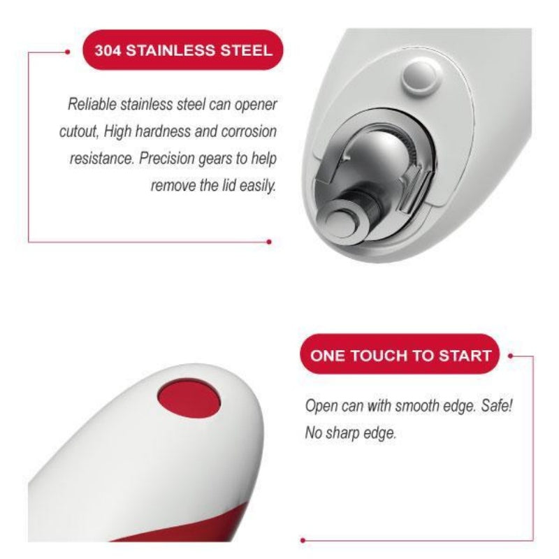 Automatic Electric Can Opener – One‑Button Touch, Opens Any Can Size, Food‑Grade White Kitchen Gadget